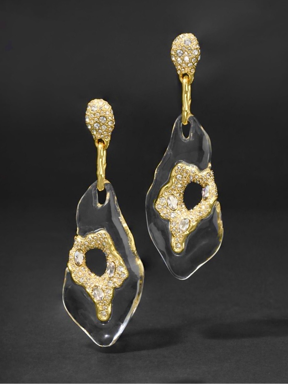Alexis Bittar Liquid Lucite Crystal Pavé Geode Drop Earrings